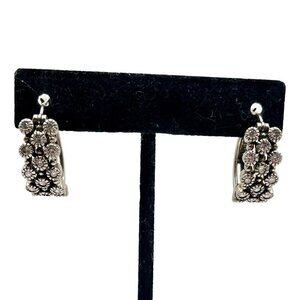 Ross‎ Simons Cubic Zirconia Cluster Huggie Hoop Earrings Silver Sparkle Glam